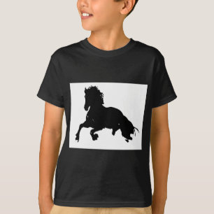 Camiseta Silueta blanca de caballo en blanco negro