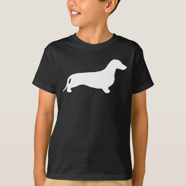 Camiseta Silueta blanca de Dachshund + tus ideas (Anverso)