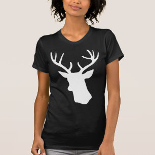 Camiseta Silueta blanca de la cabeza de los ciervos -