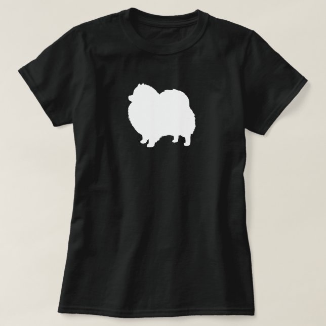 Camiseta Silueta blanca de Pomeranian (Diseño del anverso)