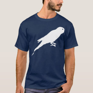 Camiseta Silueta blanca del pájaro del Parakeet