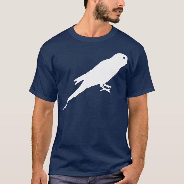 Camiseta Silueta blanca del pájaro del Parakeet (Anverso)