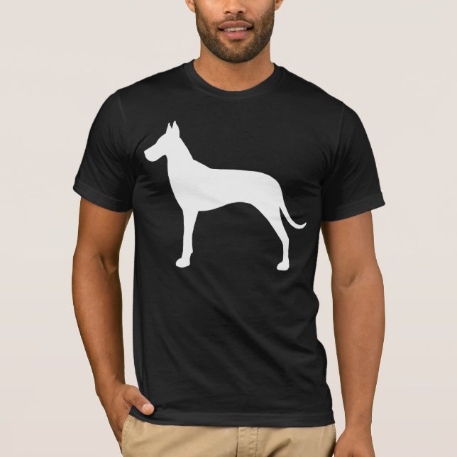 Camiseta Silueta blanca del perro de great dane (Anverso)