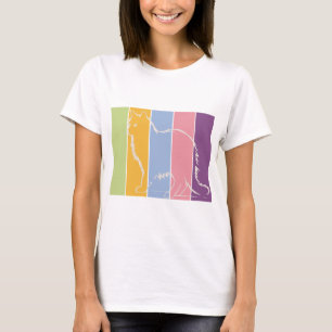 Camiseta Silueta blanca gato sobre color