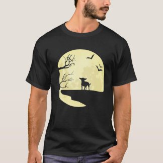 Camiseta Silueta Chihuahua En Bartas De Perro De Luna Llena