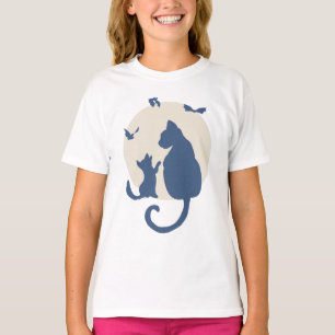 Camiseta Silueta contemporánea de gato y gatito