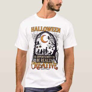 Camiseta Silueta Creativa de Halloween Niños Luna Creciente