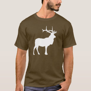 Camiseta Silueta de Alce Blanco sobre Fondo Oscuro