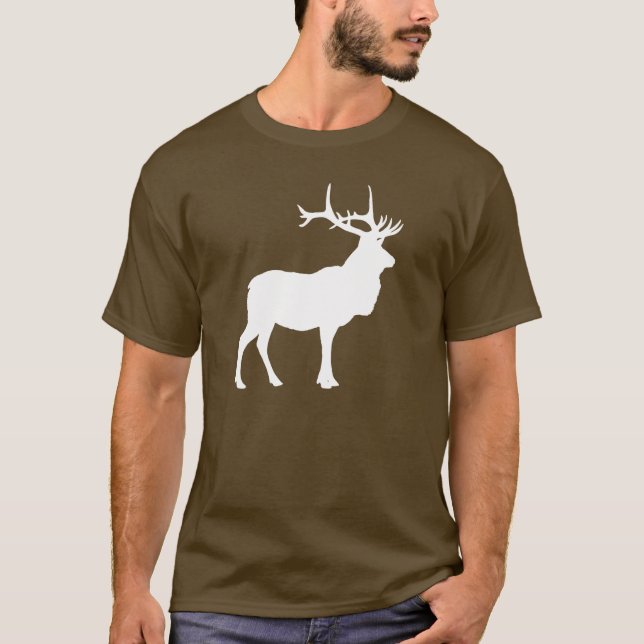 Camiseta Silueta de Alce Blanco sobre Fondo Oscuro (Anverso)