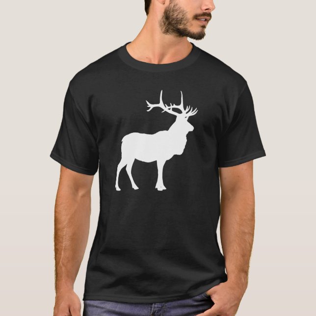 Camiseta Silueta de alce en blanco y negro (Anverso)