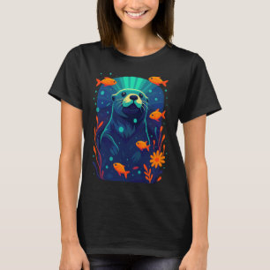 Camiseta Silueta de amante de la naturaleza algas peces sub