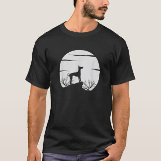 Camiseta Silueta de amante de perros con luna escénica y na