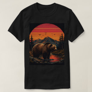 Camiseta Silueta de animal vintage de fauna del atardecer r
