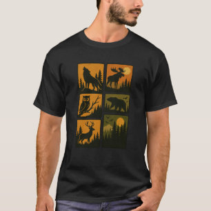 Camiseta Silueta de animales de fauna forestal Reno Oso