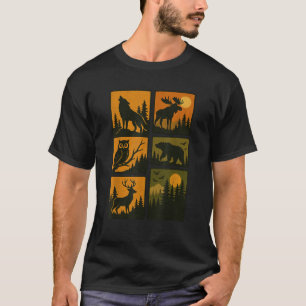 Camiseta Silueta de animales del bosque de vida silvestre R