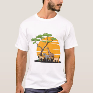 Camiseta Silueta de animales salvajes arte de árbol natural