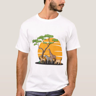 Camiseta Silueta de animales salvajes arte de árbol natural