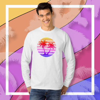 Camiseta Silueta de árbol de palma de color