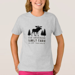 Camiseta Silueta de árbol de pino rústico de alce de famili