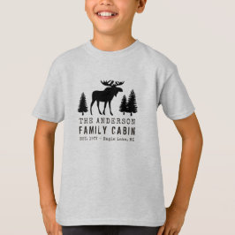 Camiseta Silueta de árbol de pino rústico de alce de famili