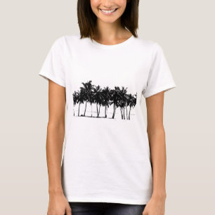 Camiseta Silueta de árboles de palmeras blancas negras