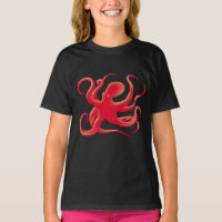 Silueta de arte octopus de vector rojo simple