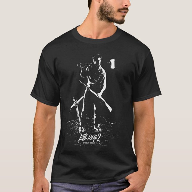 Camiseta Silueta de Ash con armas Evil Dead 2 Terror Mov (Anverso)