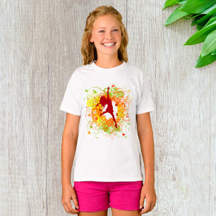 Camiseta Silueta de bailarina con remolinos florales