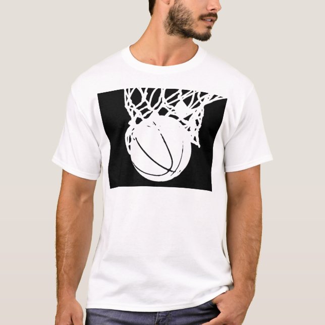 Camiseta Silueta de baloncesto blanco y negro (Anverso)