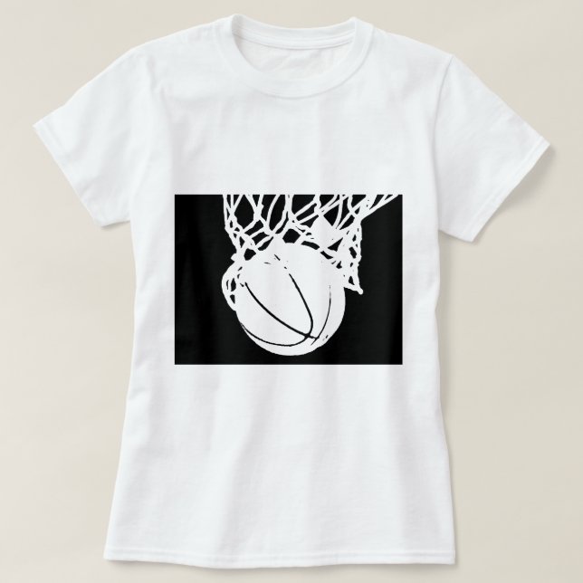 Camiseta Silueta de baloncesto blanco y negro (Diseño del anverso)