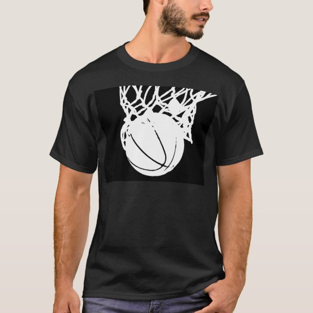 Camiseta Silueta de baloncesto blanco y negro (Anverso)