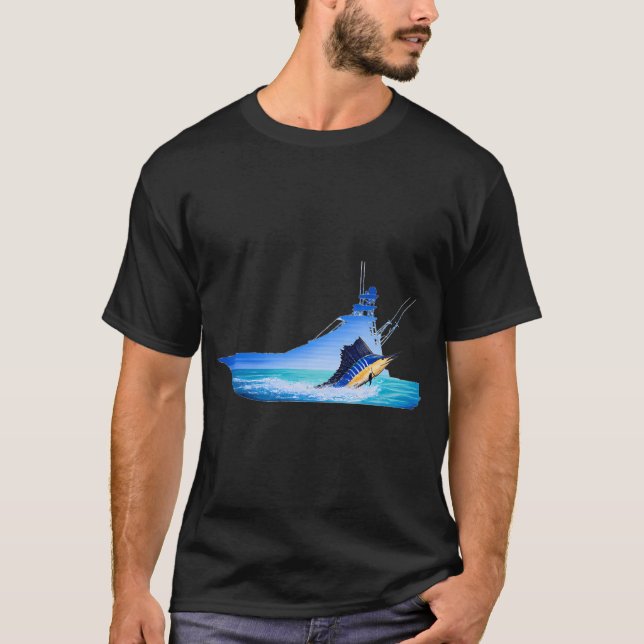 Camiseta silueta de barco marlín (Anverso)