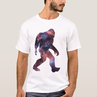 Camiseta Silueta de Bigfoot con interior de galaxia