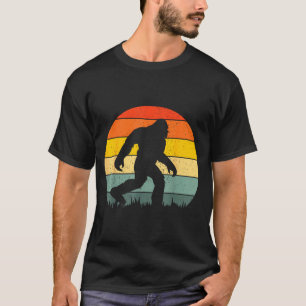 Camiseta silueta de Bigfoot puesta de sol retro divertido s