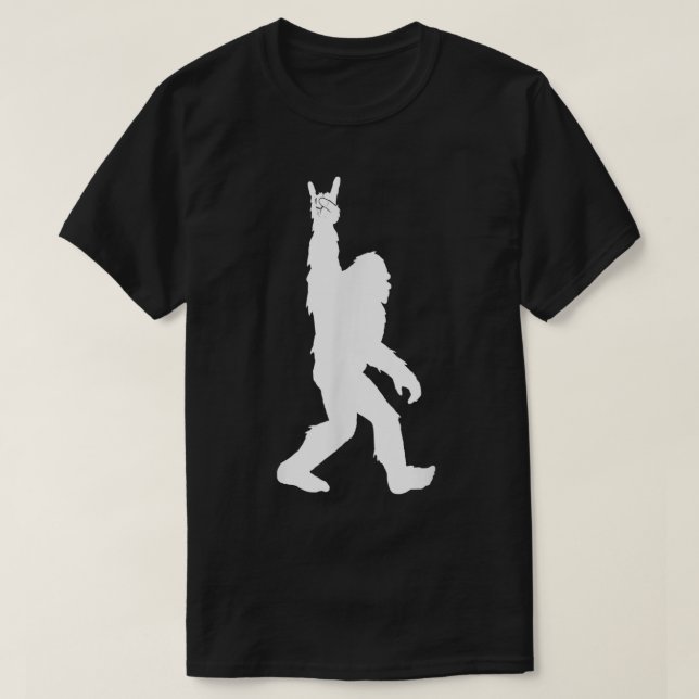 Camiseta Silueta de Bigfoot Rock On (Diseño del anverso)