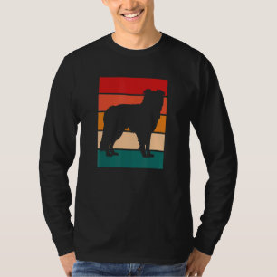 Camiseta Silueta de Border Collie con fondo de color retro
