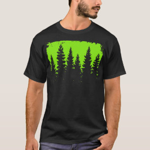 Camiseta Silueta de bosque de pinos Streetwear