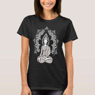 Camiseta Silueta de Buda para Meditación Yoga con Mandala