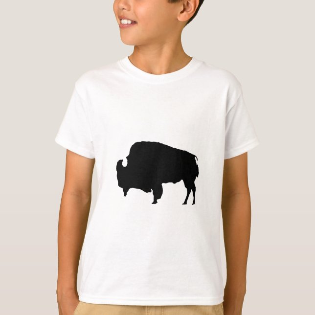 Camiseta Silueta de búfalo blanco y negro de arte pop (Anverso)