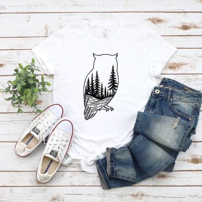 Camiseta Silueta de búho con escena forestal (Subido por el creador)