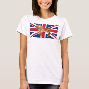 Camiseta Silueta de bulldog en barbecho de bandera