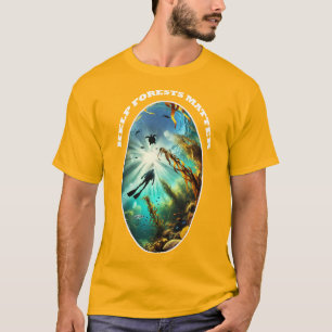 Camiseta Silueta de buzo con tortuga, pez y algas