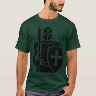 Camiseta Silueta de Caballero Cruzado con Espada y Escudo f