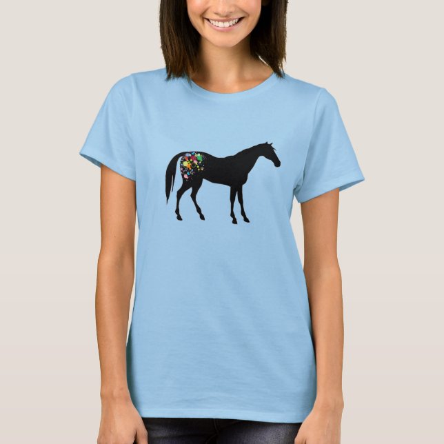 Camiseta Silueta de caballo arco iris (Anverso)