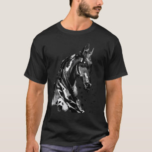 Camiseta Silueta de Caballo Lavada con Pintura Salpicada ha
