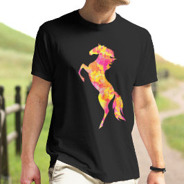 Camiseta Silueta de caballo Llamas al fuego Resumen Elegant