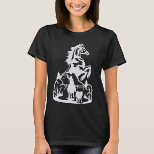 Camiseta Silueta de caballo salvaje, vaquero y caballo, T o