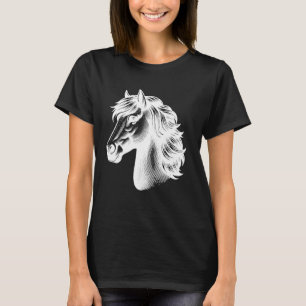 Camiseta Silueta de Cabeza de Caballo para Entusiastas del 