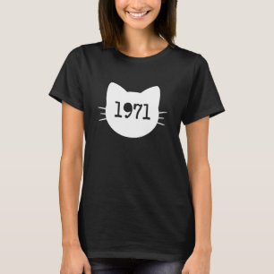 Camiseta Silueta de cabeza de gato 1971 divertido retro