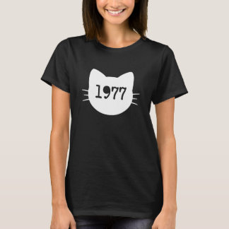 Camiseta Silueta de cabeza de gato 1977 divertido retro